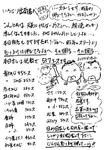 A handwriting message of Yokoishi to farmers