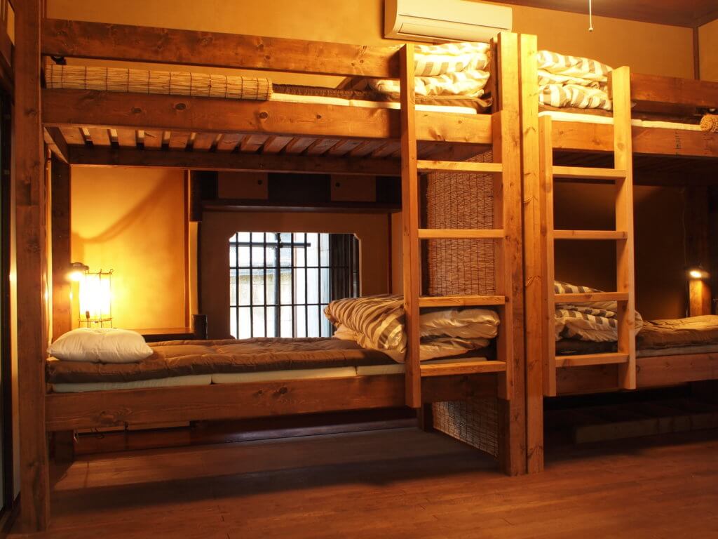 A bunk bedroom for six people