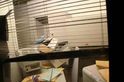 A simulation of an office after a major earthquake