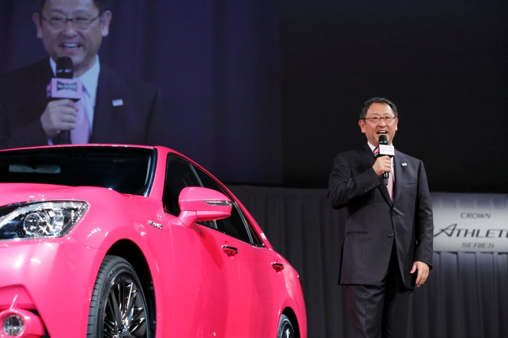 The pink Crown that literally epitomizes Akio Toyoda’s belief that “if it doesn’t excite, it’s not a car.” The car quite possibly got resounding thumbs down at the board meeting, but as Toyoda declares, because this Crown has both the potentiality of Toyota and the power of Japan behind it, factors which transcend age groups and generations, the sales target is “all Japanese drivers.”