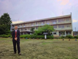 Sundberg standing in front of the former Akasawa primary school