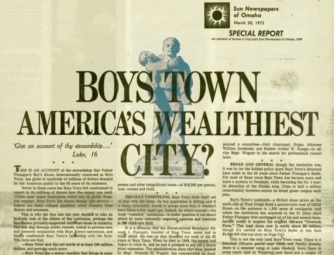 『オマハ・サン』がボーイズ・タウンの財務状況を暴露した記事（1972年3月30日発行）