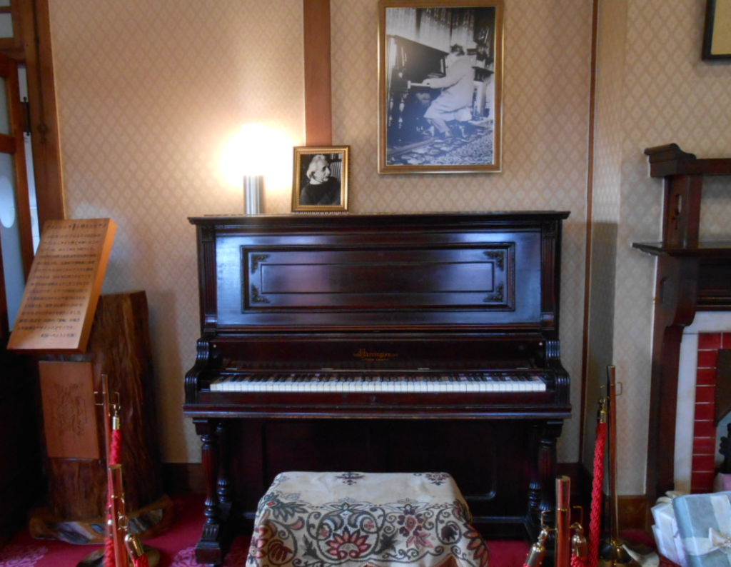The piano at Nara Hotel once Einstein used while staying there.
